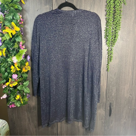 .🌼3/$30🌼C Navy Blue Sparkle Undertone Open Front Lightweight Cardigan Size M - Picture 12 of 16